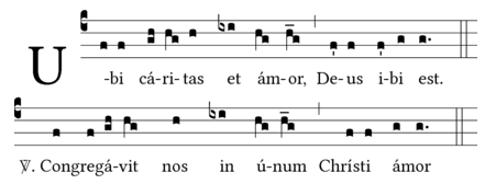 The opening of the eighth century plainchant 'Ubi caritas et amor, Deus ibi est'