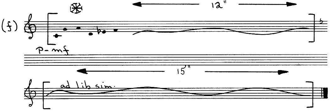 Example F: Reduce pitch order to a single pitch collection.  Freedom in previous parameters. © 2020 Allan Rae.  Used with permission.