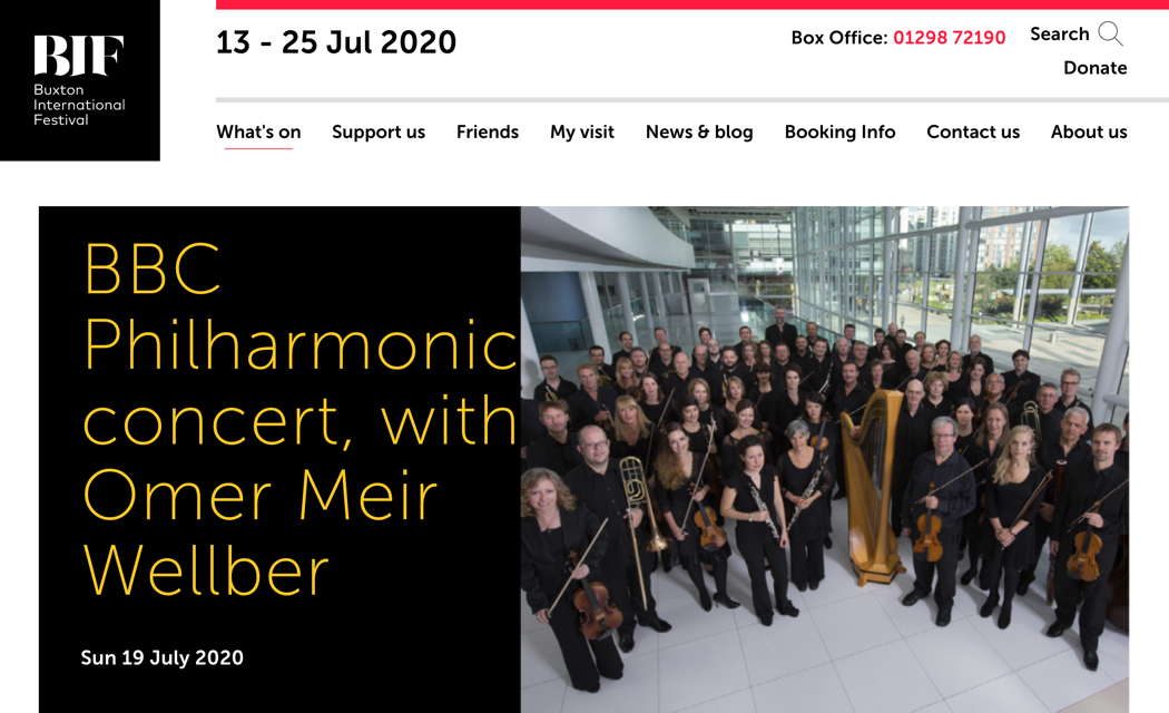 Online publicity for the Buxton Festival film 'BBC Philharmonic concert, with Omer Meir Wellber'