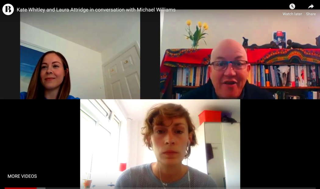 A still frame from the Buxton Festival film 'Kate Whitley and Laura Attridge in conversation with Michael Williams'