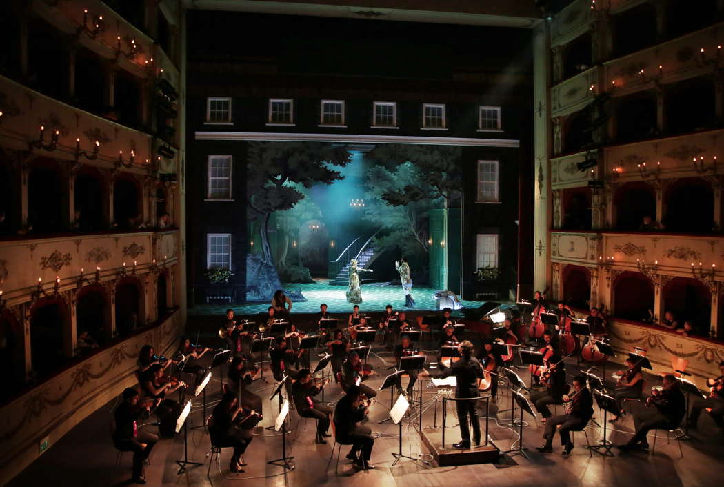 The orchestra for Rossini Opera Festival's production of 'La cambiale di matrimonio'