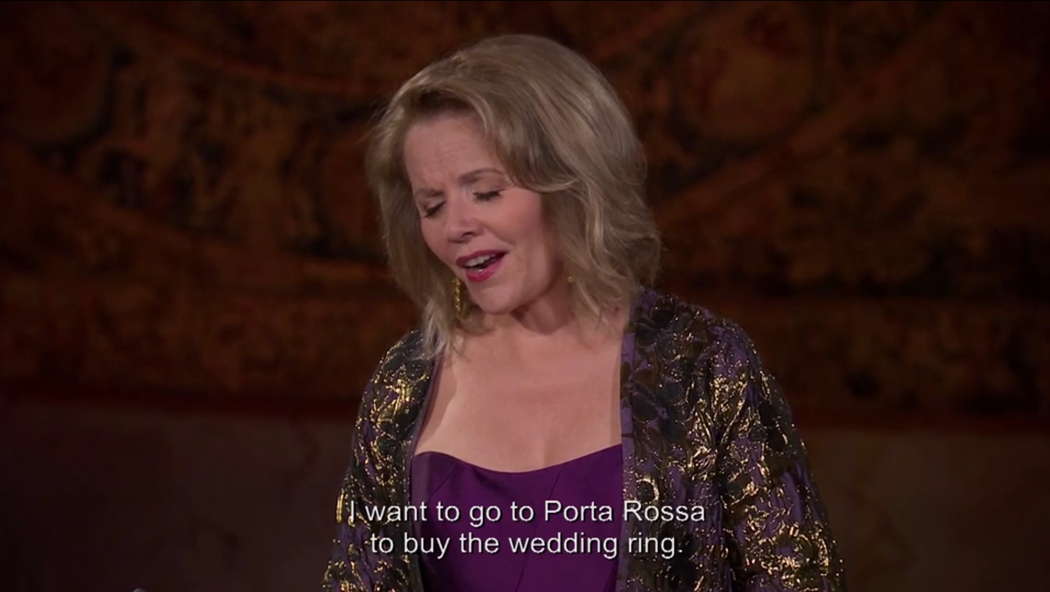 Renée Fleming singing Puccini's 'O mio babbino caro' at the Dumbarton Oaks Museum music salon in Washington DC. Photo © 2020 New York Metropolitan Opera