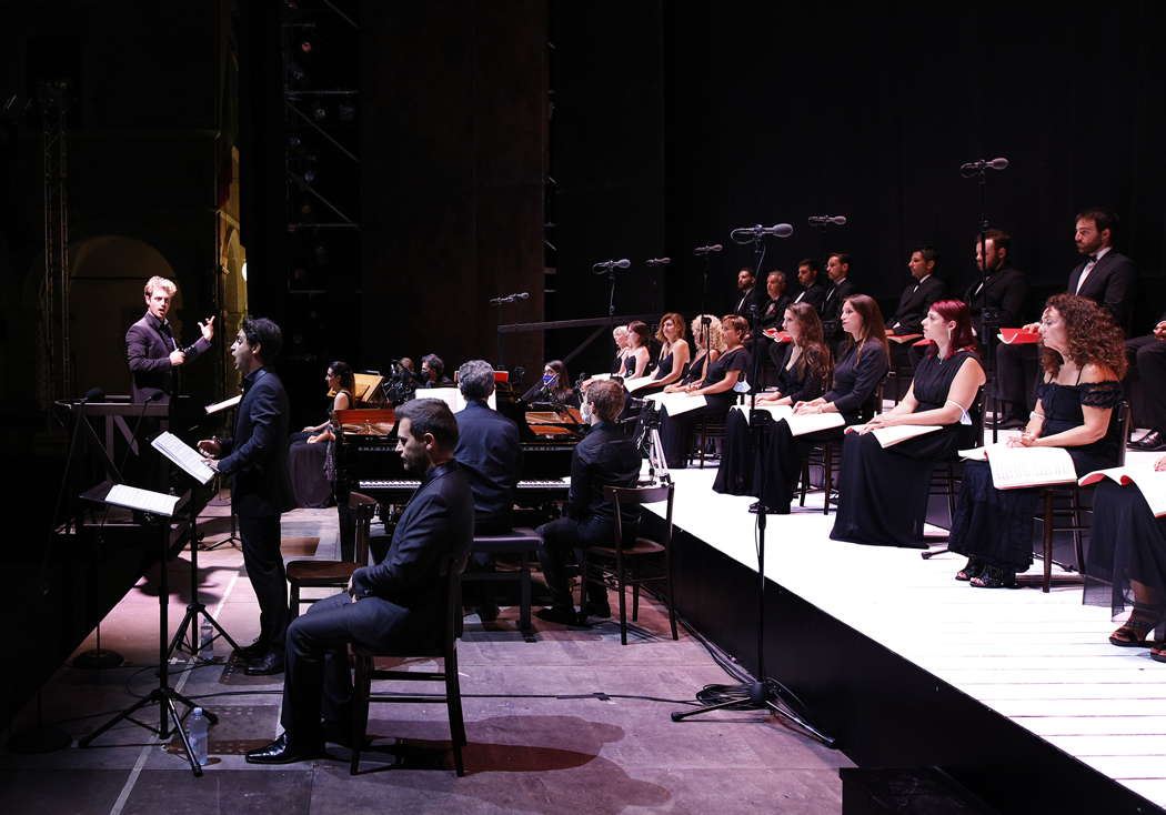 A scene from 'Petite Messe Solennelle' at the Rossini Opera Festival on 6 August 2020