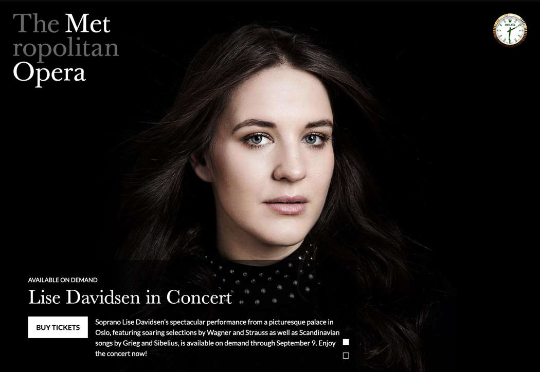 'Lise Davidsen in Concert' from the New York Metropolitan Opera website
