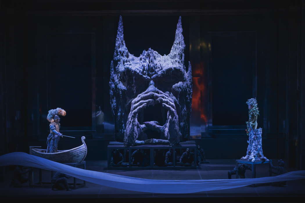 Leonardo Cortellazzi as Goffredo and Willam Corrò as Mago Cristiano in Act III of Handel's 'Rinaldo' in Florence. Photo © 2020 Michele Monasta