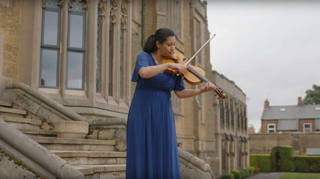 Carmen Flores plays the Bach 'Bourrée' at Nottingham High School