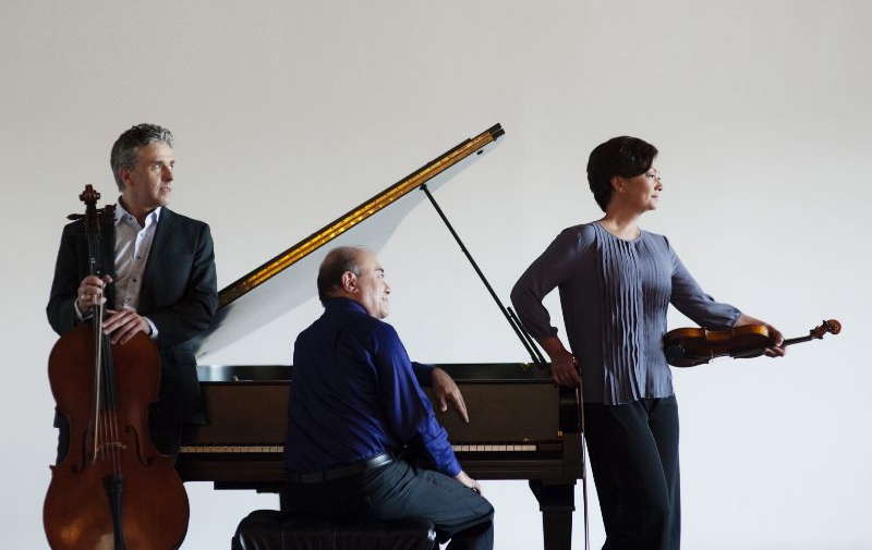 The Gryphon Trio. From left to right: Roman Borys, cello, Jamie Parker, piano and Annalee Patipatanakoon, violin. Photo © Bo Huang