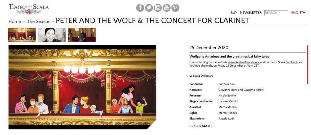 'Peter and the Wolf & The Concert for Clarinet' at Teatro alla Scala