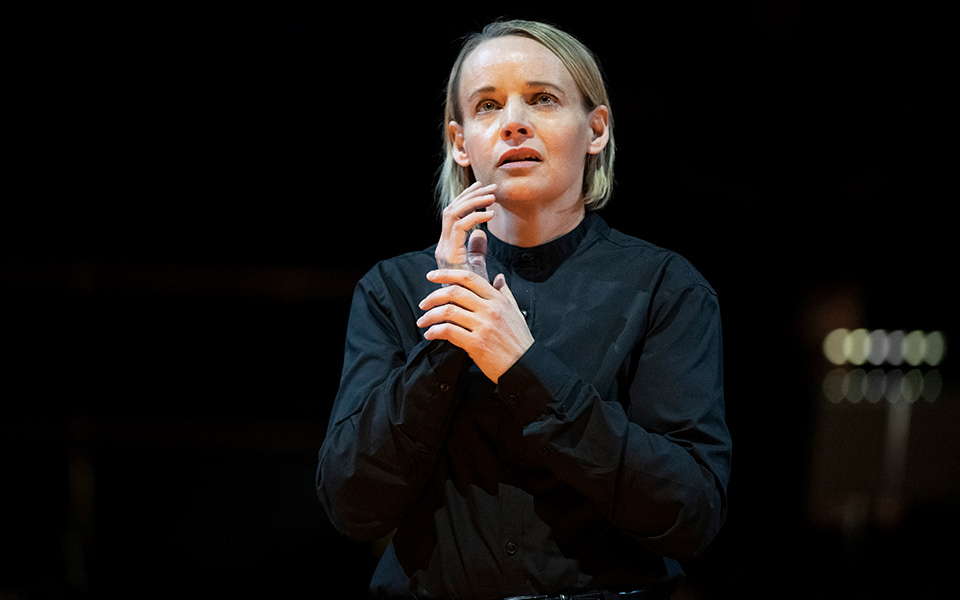 Rachel Nicholls as Leonore in Opera North's 'Fidelio' at Leeds Town Hall. Photo © Richard H Smith