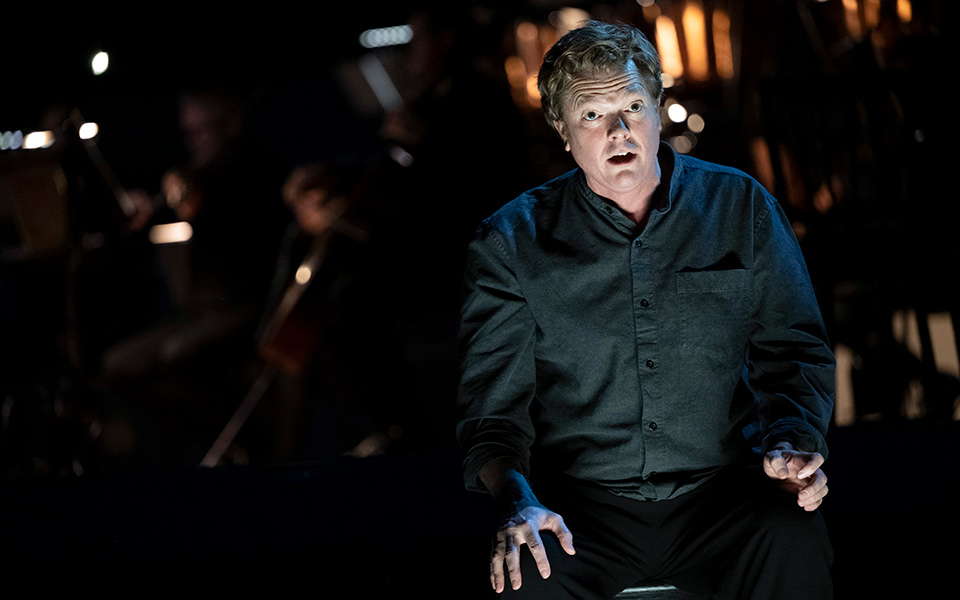 Toby Spence as Florestan in Opera North's 'Fidelio' at Leeds Town Hall. Photo © Richard H Smith