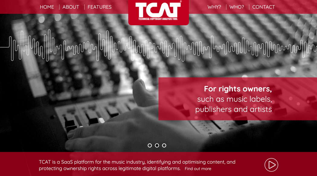 Screenshot of tcat.media homepage taken on 10 December 2020