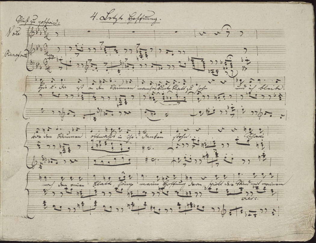 The first page of Schubert's manuscript for 'Letzte Hoffnung' from 'Winterreise'