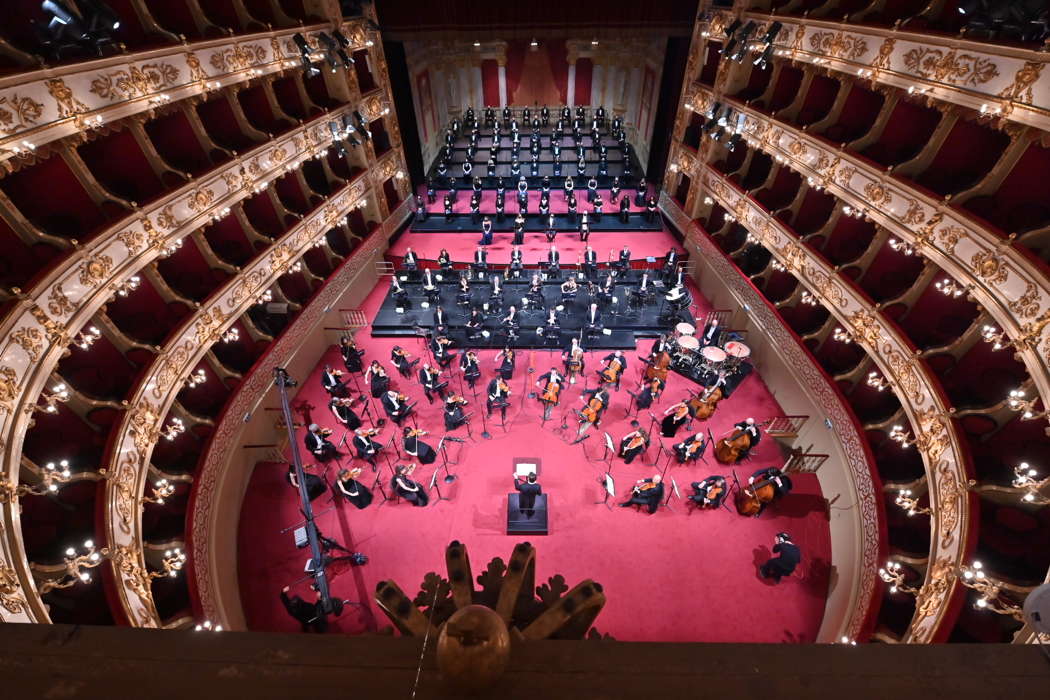 A scene from the 12 January 2021 concert in Parma. Photo © 2021 Roberto Ricci