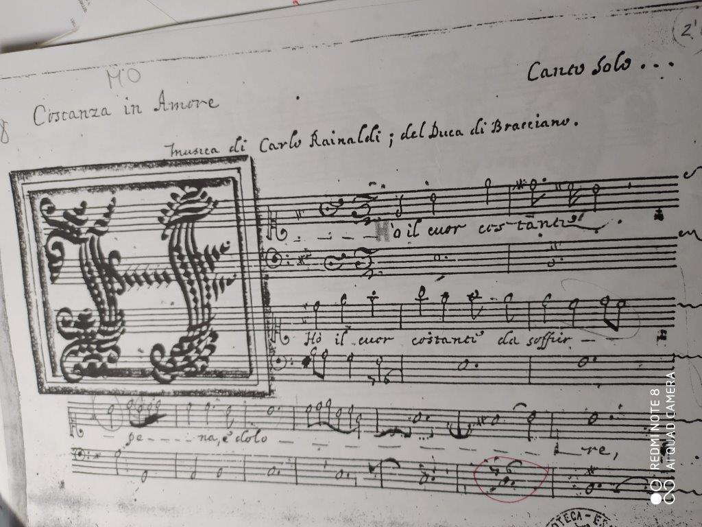 'Costanza in Amore', written for the Duke of Bracciano by Carlo Rainaldi
