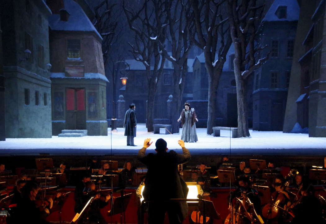 A scene from Act III of 'La bohème' at Teatro Regio Torino. Photo © 2021 Ivano Coviello