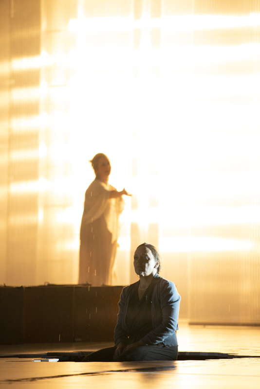 Evelyn Herlitzius as the sacristan and Camilla Nylund as Jenůfa in Act III of Janáček's 'Jenůfa' at Berlin's Staatsoper Unter den Linden. Photo © 2021 Bernd Uhlig