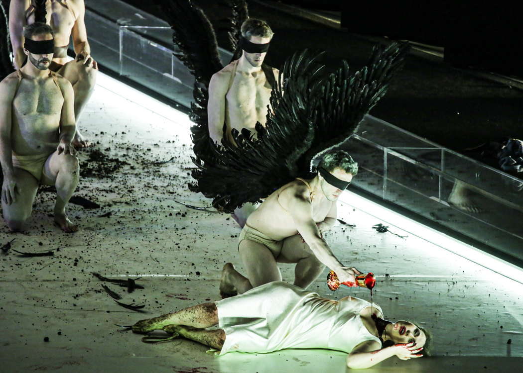 Elena Stikhina and dancers in the final scene of the new Teatro alla Scala production of 'Salome' by Richard Strauss. Photo © 2021 Brescia e Amisano