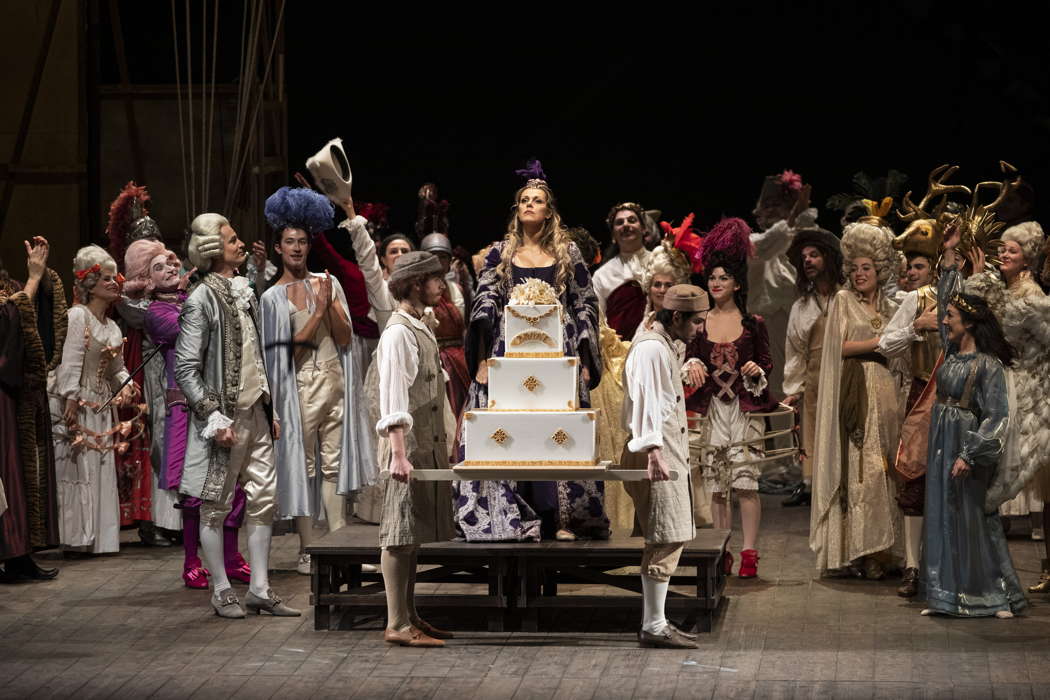 A scene from Act I of Rosetta Cucchi's new production of 'Adriana Lecouvreur' for Teatro Comunale di Bologna. Photo © 2021 Andrea Ranzi
