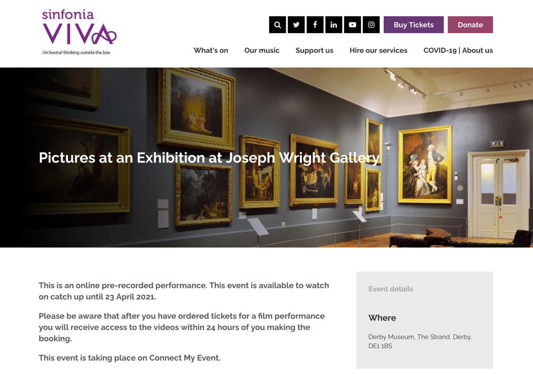 'Pictures at an Exhibition at Joseph Wright Gallery'. Sinfonia Viva online publicity