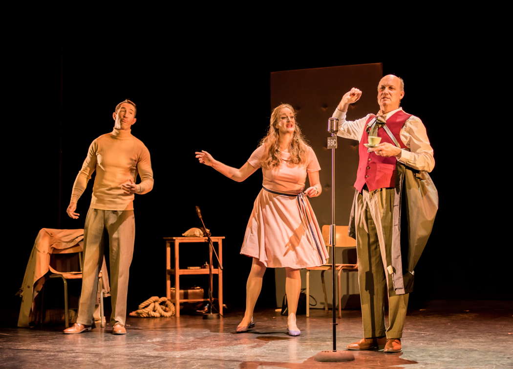 From left to right: David Webb as Gerard, Eleanor Dennis as Miranda and Graeme Broadbent as Miranda's father in Malcolm Arnold's 'The Dancing Master' at the Buxton Festival. Photo © 2021 Genevieve Girling