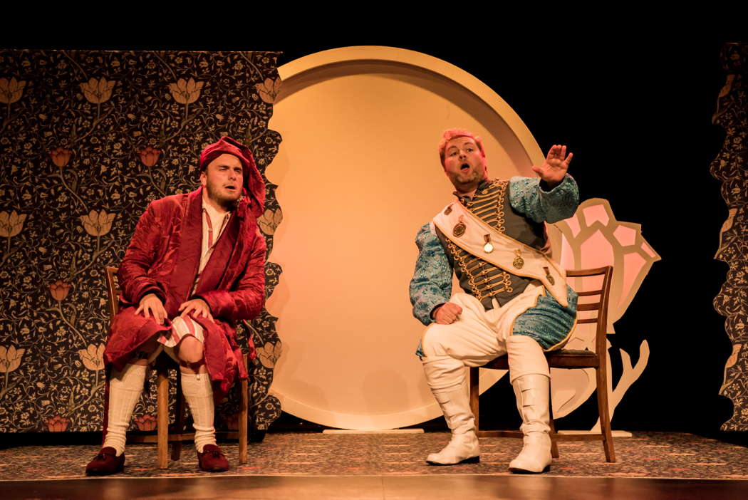 Ross Cumming (left) as Cendrillon's father and Andrew Henley as the Chamberlain in Pauline Viardot's 'Cendrillon' at the Buxton Festival. Photo © 2021 Genevieve Girling
