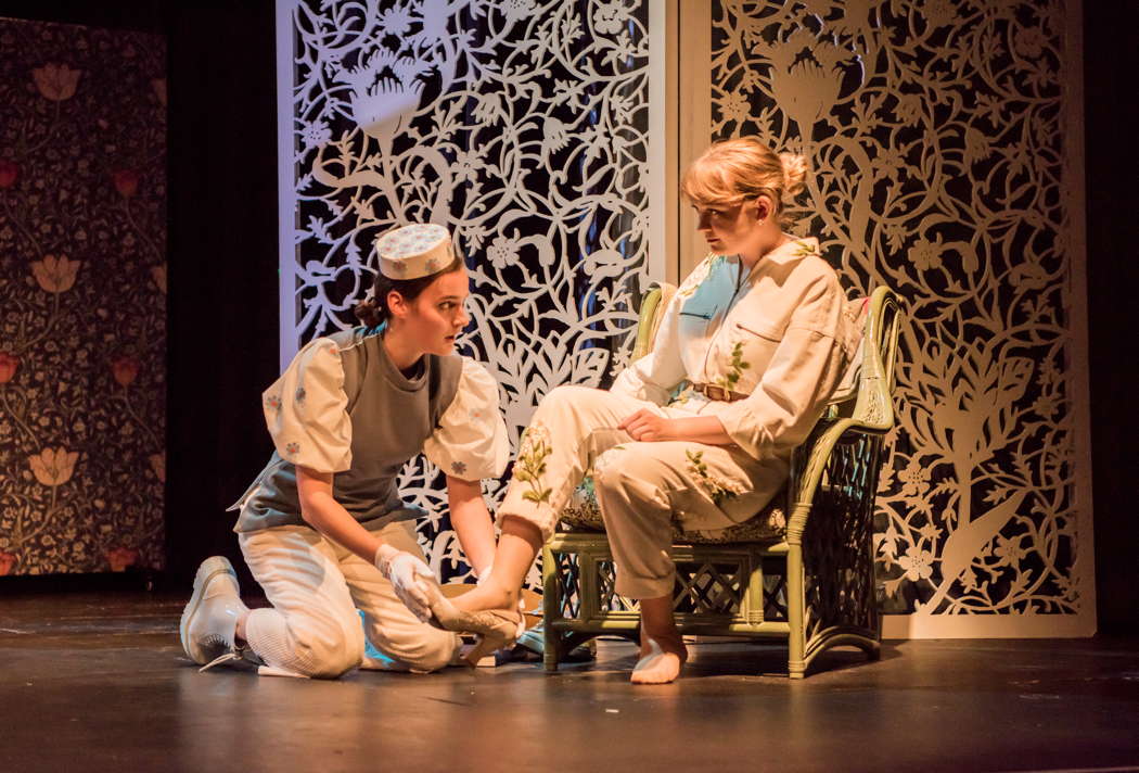 Camilla Seale as Le Prince Charmant (left) and Nikki Martin as Marie/Cendrillon in Pauline Viardot's 'Cendrillon' at the Buxton Festival. Photo © 2021 Genevieve Girling