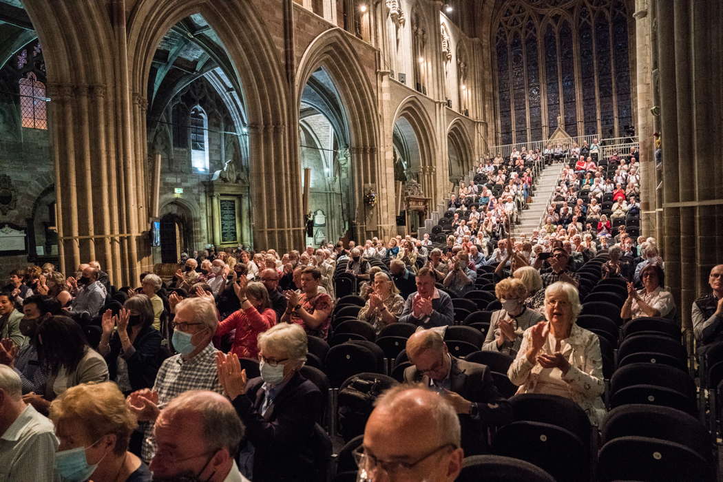 Members of the audience at the Bach and Buxtehude concert in Worcester Cathedral. Photo © 2021 Michael Whitefoot