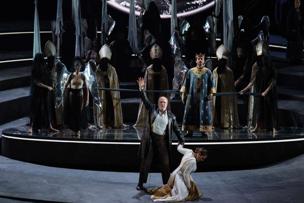 Roberto Frontali as Giacomo, Giovanna's father, with Nino Machaidze in the title role of Opera di Roma's 'Giovanna D'Arco'. Photo © 2021 Fabrizio Sansoni