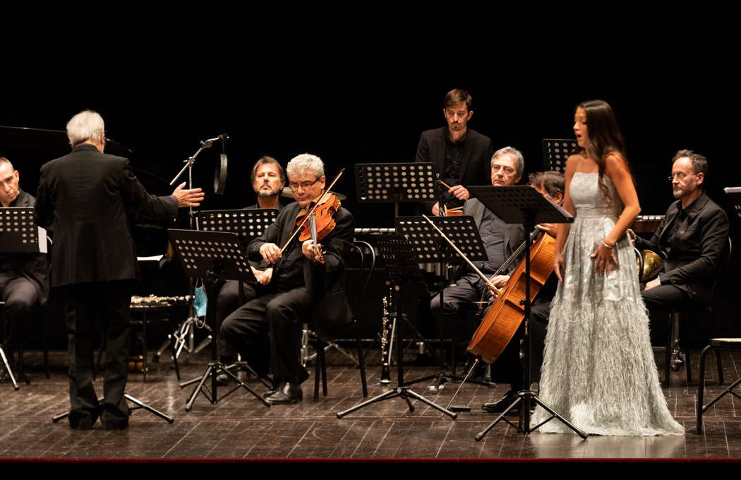 Omaggio a Giuseppe Sinopoli: Fabio Maestri, Sabrina Cortese and members of In Canto in Teatro Argentina. Photo © 2021 Marta Cantarelli