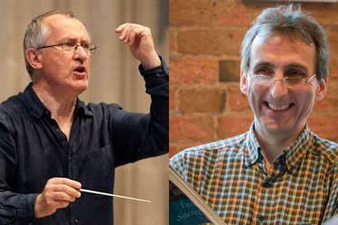 Left: Malcolm Goldring (1949-2021) in 2018, and right: David Henshaw, acting conductor of the Sitwell Singers