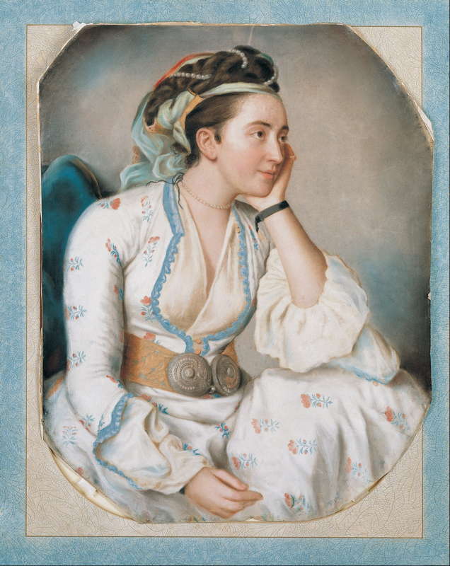 The pastel-on-parchment painting 'A Woman in Turkish Dress', by Swiss painter Jean-Étienne Liotard (1702-1789)