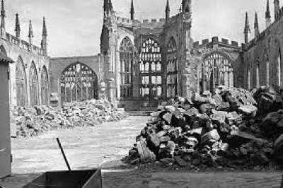Coventry Cathedral bomb damage in 1940