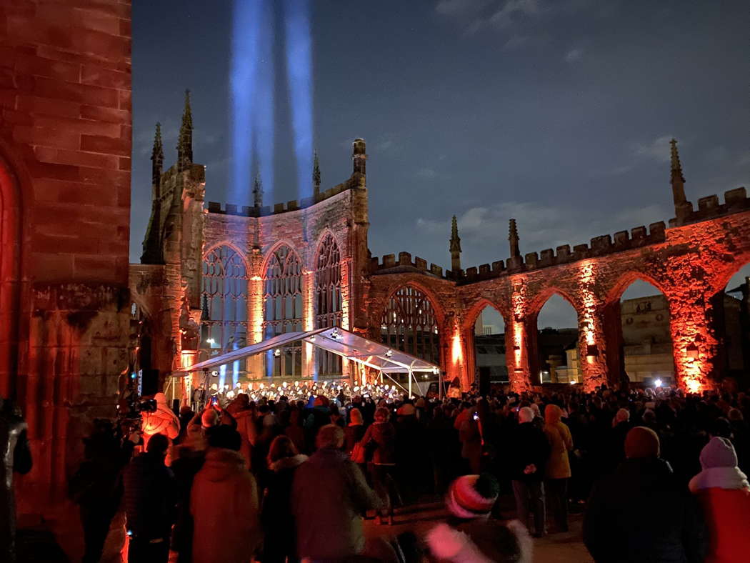 A scene from Nitin Sawhney's 'Ghosts in the Ruins' at Coventry Cathedral