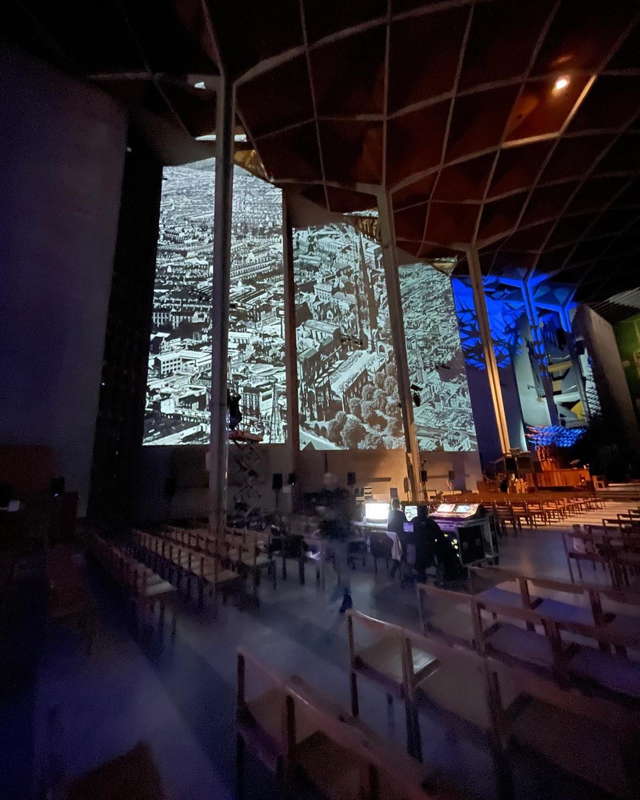 A scene from Nitin Sawhney's 'Ghosts in the Ruins' at Coventry Cathedral