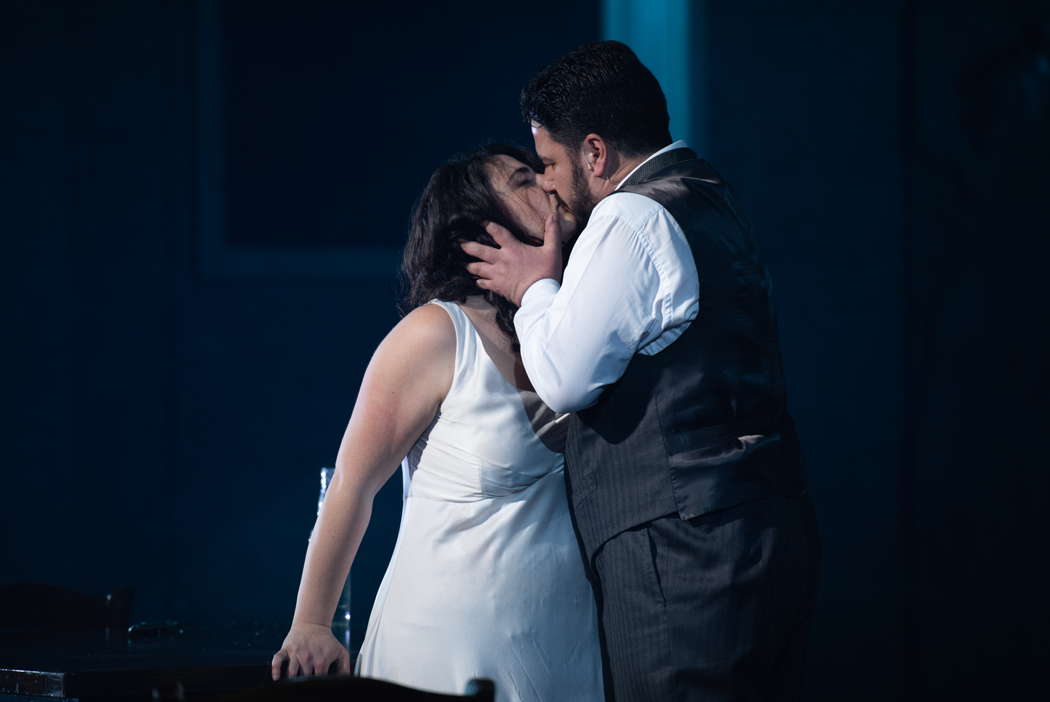 Roberta Mantegna as Luisa and Antonio Poli as Rodolfo in Opera di Roma's 'Luisa Miller'. Photo © 2022 Fabrizio Sansoni