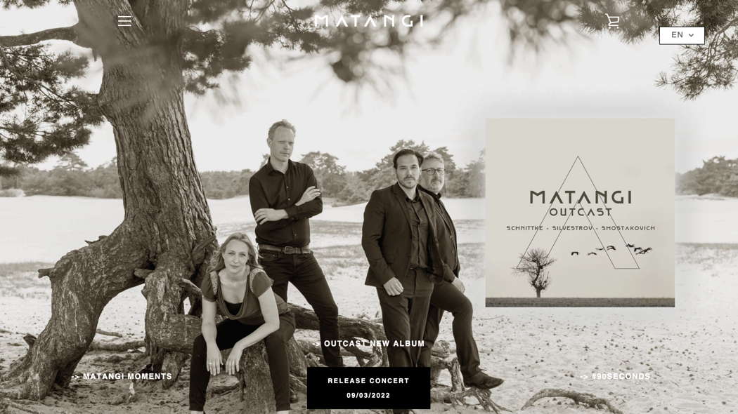 The new album 'Outcast' advertised on the Matangi Quartet's website