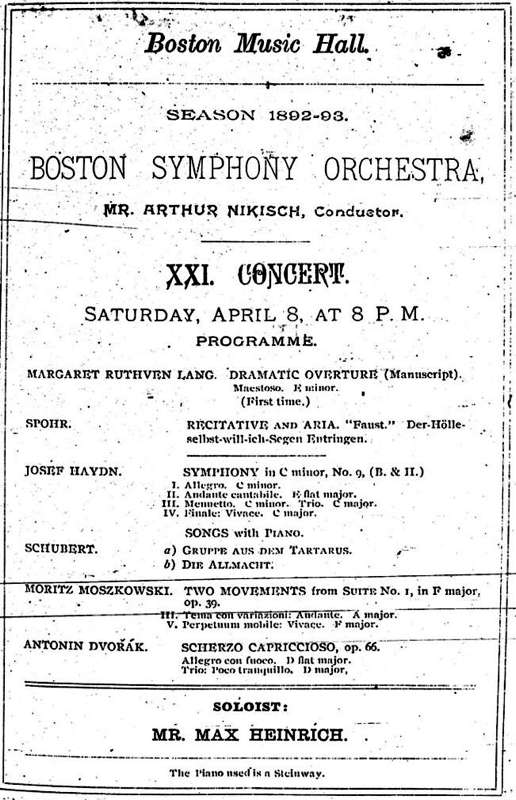 Concert poster for the Boston Symphony Orchestra's 8 April 1893 concert