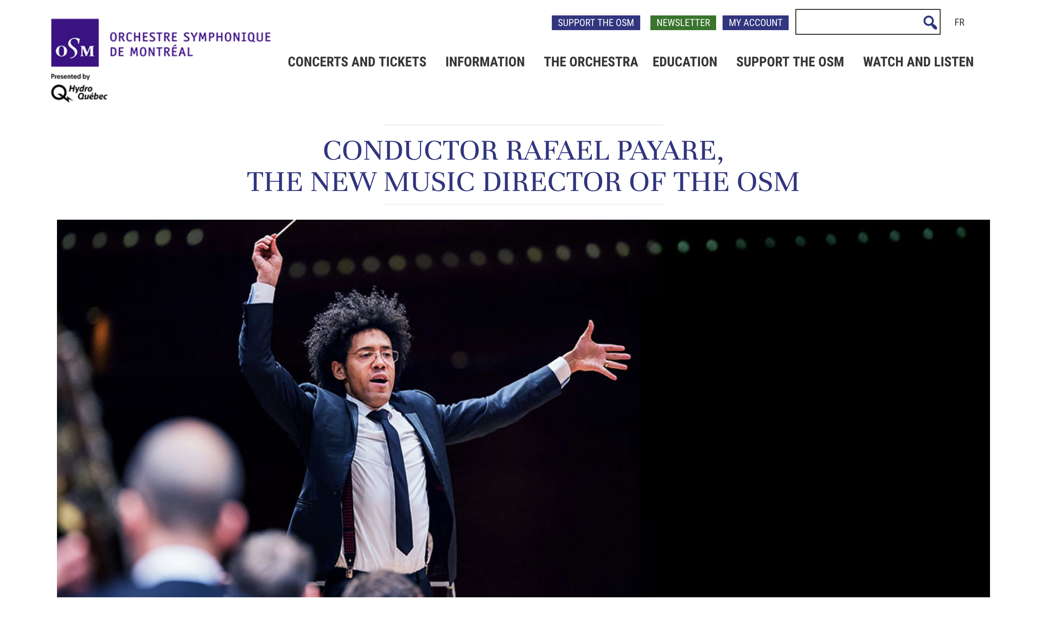 Orchestre Symphonique de Montréal's online publicity for Rafael Payare