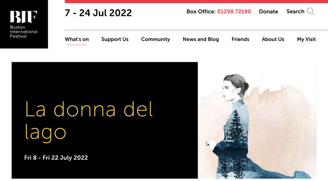 Online publicity for Buxton Festival's 'La Donna del Lago'