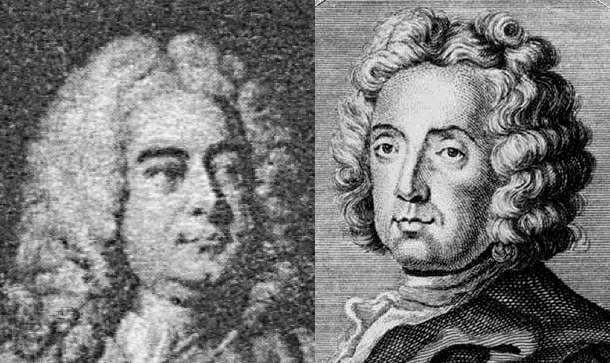 George Frideric Handel (1685-1759, left) and Giovanni Bononcini (1670-1747)