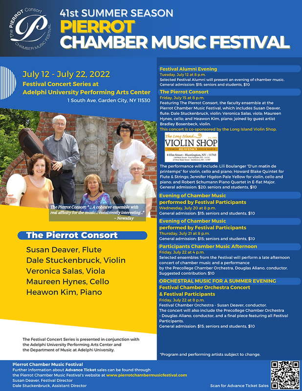 Pierrot Chamber Music Festival concert flyer - 41st Summer Season