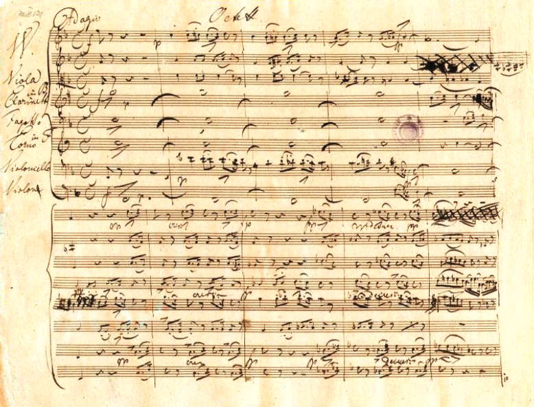 The first page of Schubert's Octet in the composer's manuscript