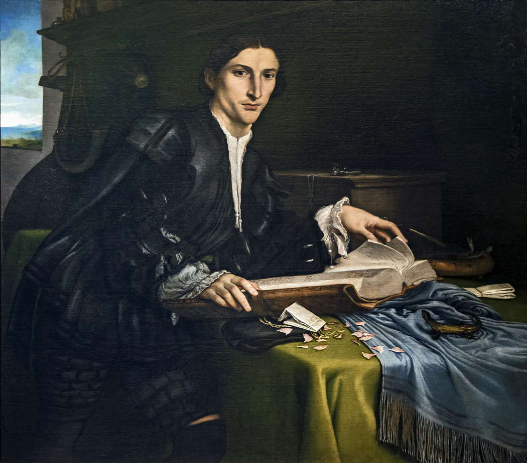Pier Francesco Orsini (also known as Vicino Orsini) (1523-1583), depicted in the oil-on-canvas Portrait of a Gentleman in his Study by Lorenzo Lotto