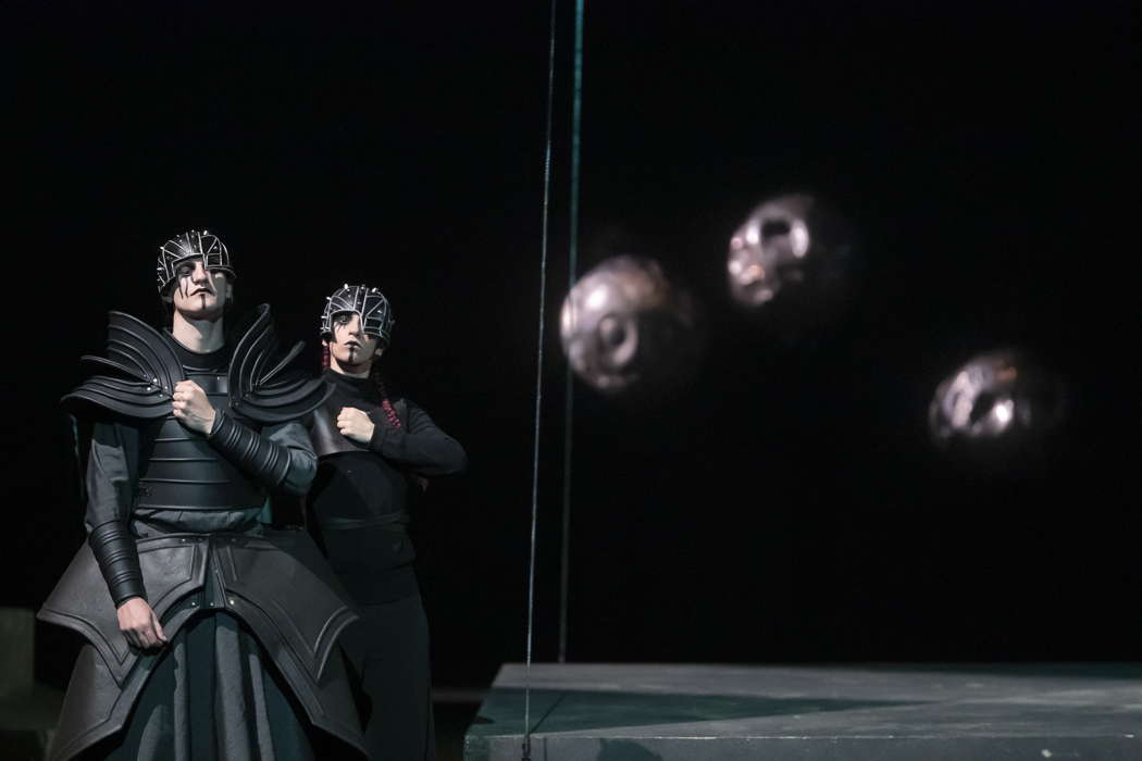 Federico Fiorio singing Andronico and dancer Grazina Marzia in Vivaldi's 'Tamerlano'. Photo © 2023 Zani Casadio