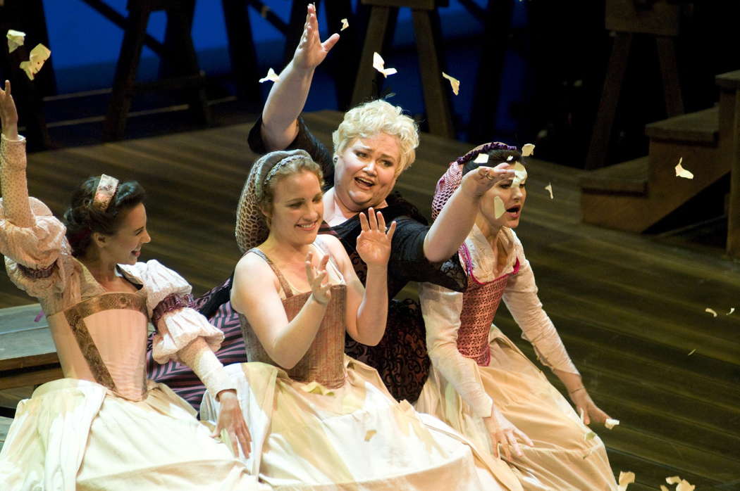 From left to right: Anya Matanovic as Nannetta, Sasha Cooke as Meg Page, Stephanie Blythe as Dame Quickly and Svetla Vassileva as Alice Ford in Verdi's 'Falstaff'. Photo © 2010 Rozarii Lynch