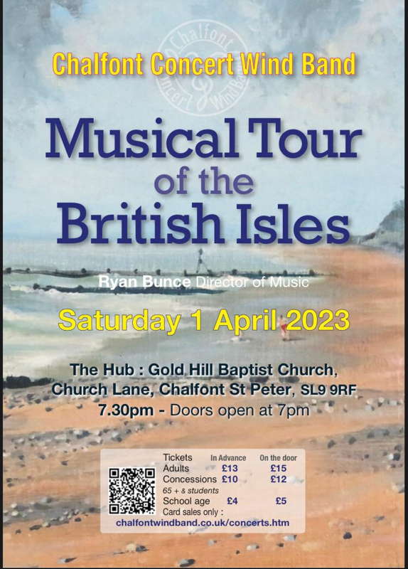 Poster for Chalfont Concert Wind Band's 1 April 2023 concert