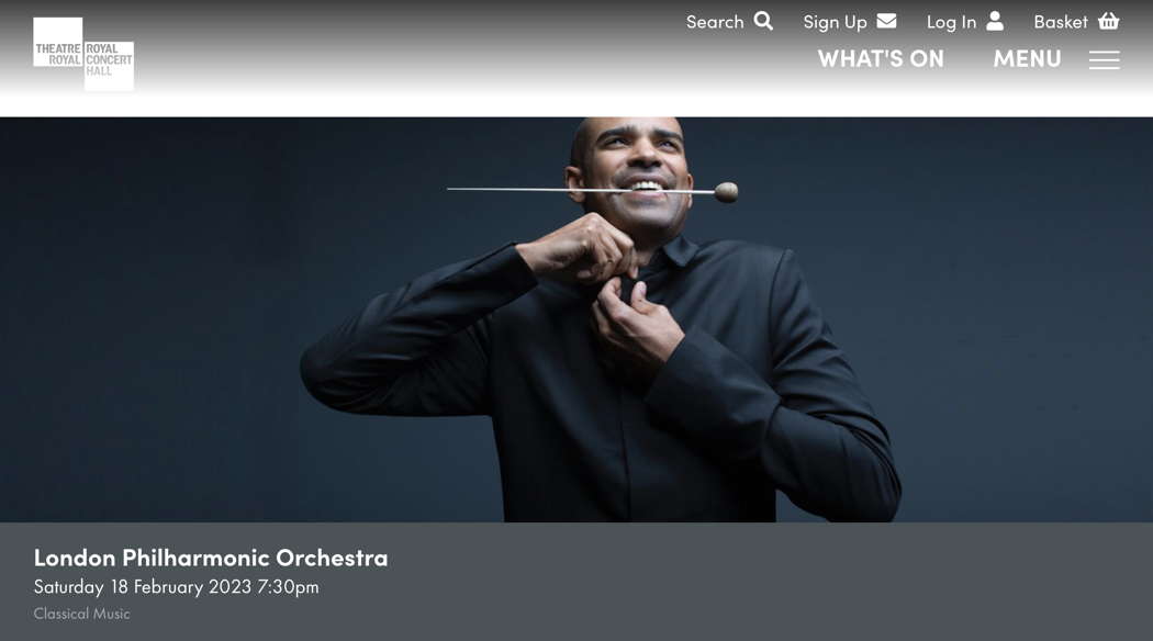 Online publicity for the LPO's concert in Nottingham, featuring Kevin John Edusei