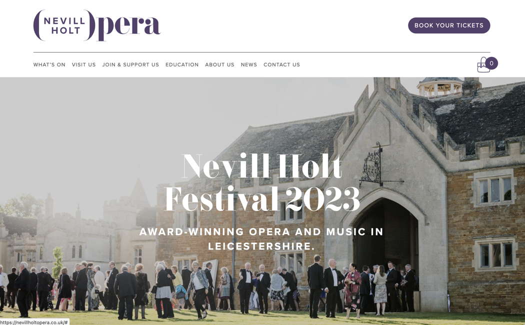 A screenshot from the Nevill Holt Opera website