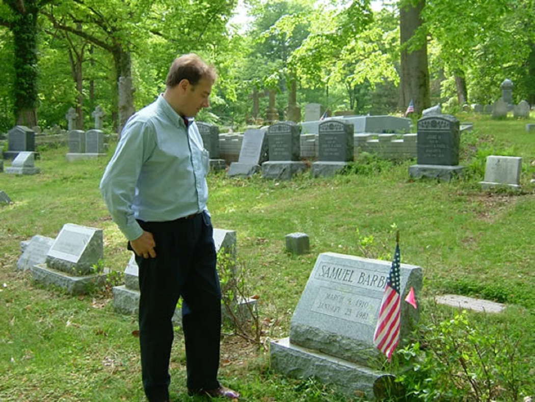 Ian Venables at the grave of American Romantic composer Samuel Barber, a significant influence