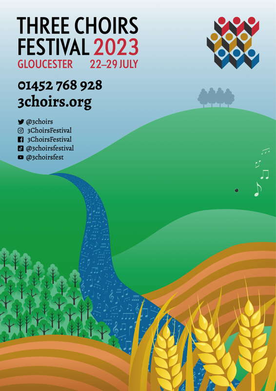 Poster for the 2023 Gloucester Three Choirs Festival